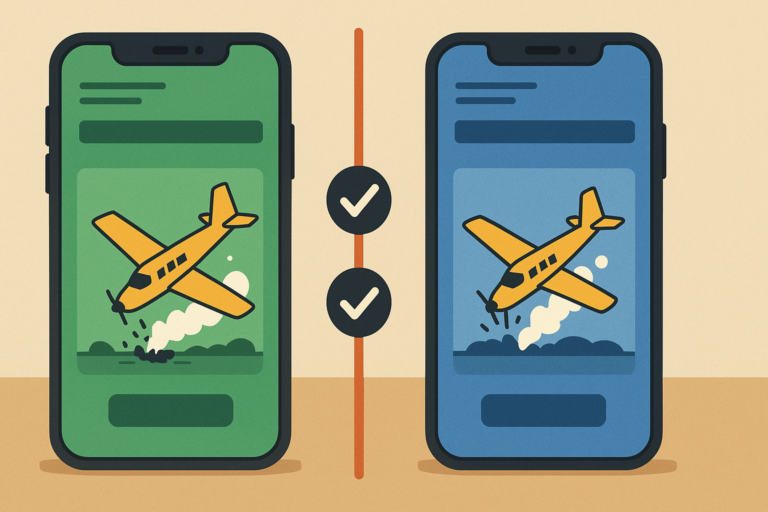 Illustration of two generic betting app phones, one green and one blue, side by side with comparison checkmarks between them